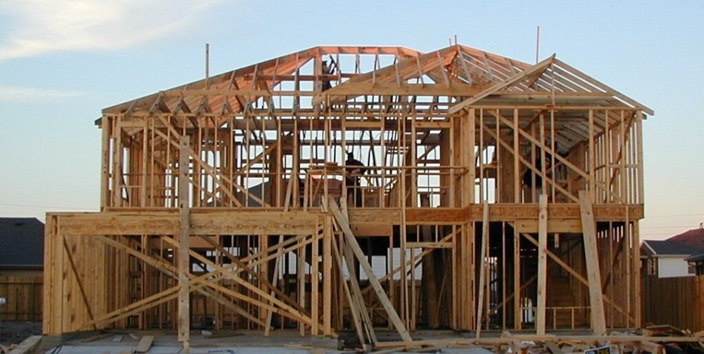 framing of a home under construction